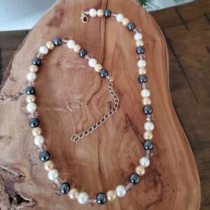 Premier Designs Vintage Mixed Pearl & Crystal Statement Necklace